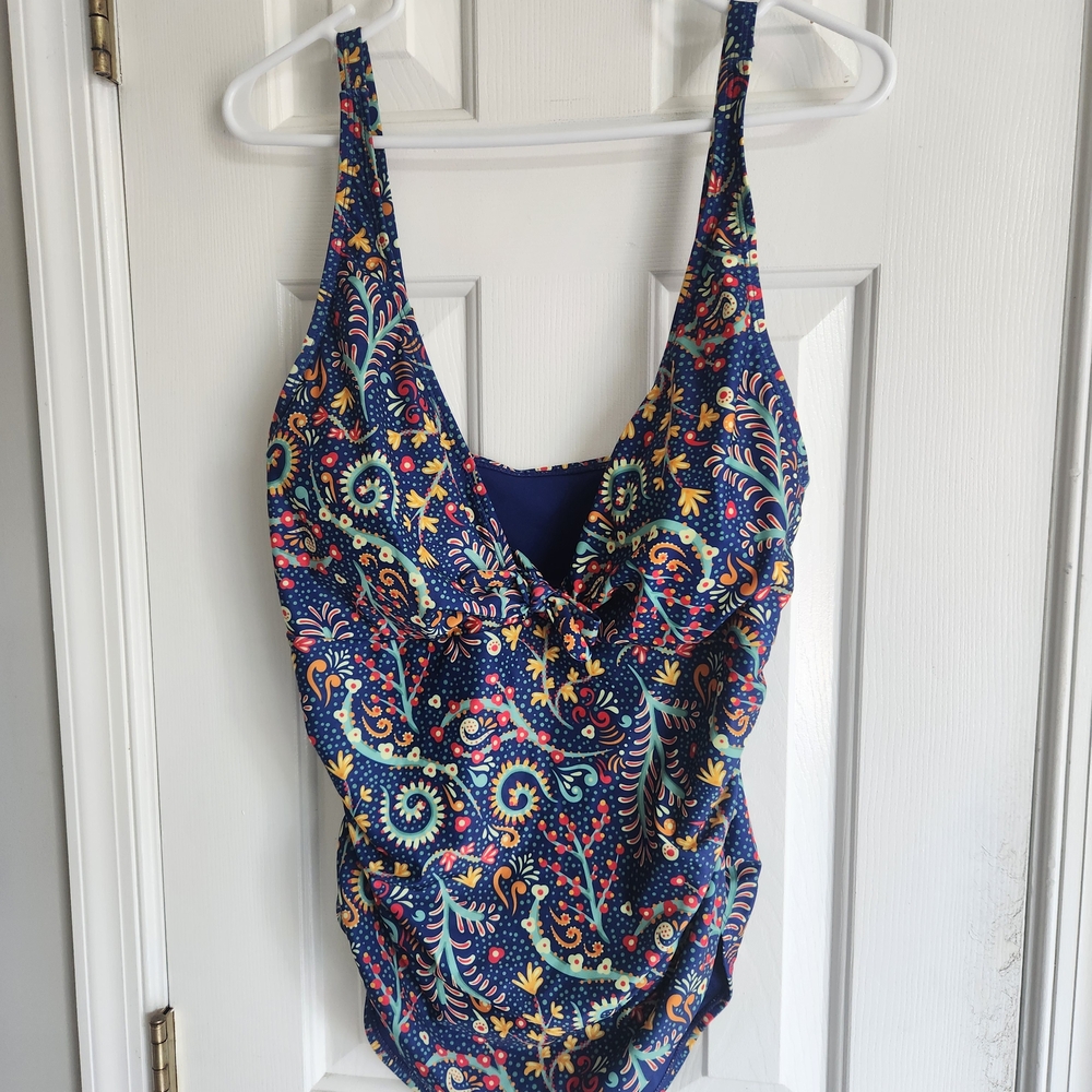 Nicole Miller Blue Floral One Piece Swimsuit